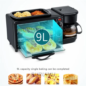 Çok fonksiyonlu Kahvaltı Yapma Makinesi 3 İn 1 Elektrikli Kahve Makinesi Omlet kızartma tavası Ekmek Pizza pişirme fırını Ev 1