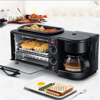 Çok fonksiyonlu Kahvaltı Yapma Makinesi 3 İn 1 Elektrikli Kahve Makinesi Omlet kızartma tavası Ekmek Pizza pişirme fırını Ev 2