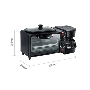 Çok fonksiyonlu Kahvaltı Yapma Makinesi 3 İn 1 Elektrikli Kahve Makinesi Omlet kızartma tavası Ekmek Pizza pişirme fırını Ev 3