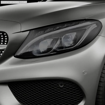 Araba Far koruyucu film Füme Siyah Tonu Wrap Vinil Şeffaf TPU Sticker Mercedes Benz C Sınıfı İçin W205 C63 AMG S205 0