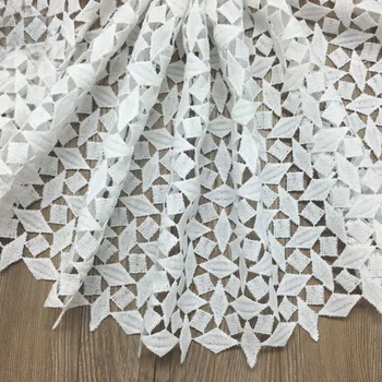 2 Metre Nijeryalı Dantel Kumaşlar düğün elbisesi Beyaz afrika danteli Kumaşlar Yüksek Kaliteli Gipür Dantel Örgü Pamuk Malzeme 3