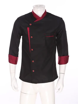Unisex Şef Üniforma Mens Womens uzun Kollu şef ceketi Ceket Mutfak Restoran Otel Iş Yemek Servisi Giysi Aşçılar Üniforma 2