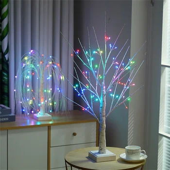 LED Huş Ağacı Gece Lambası Gypsophila Renkli Söğüt Ağacı Masa Lambası Uzaktan Kumanda Ev Partisi Festivali İçin Yeni Yıl yılbaşı dekoru 5