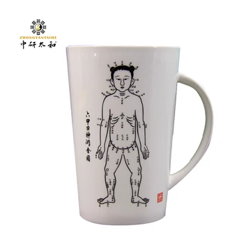 Kahve Fincanı Kemik Çini Kahve Kupaları Zarif Akupunktur Boyama White18oz için Uygun Çekilmiş Kahve Mikrodalga Bulaşık Makinesi Güvenli