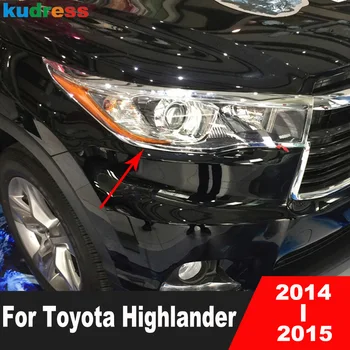 Aksesuarları Toyota Highlander 2014 2015 İçin ABS Krom Araba Ön Başkanı İşık Lambası Kapağı Trim Far Kalıplama Düzeltir Çıkartmalar 0