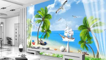 özelleştirmek duvar kağıdı yatak odası oturma odası için Deniz manzaralı duvar kağıdı ruloları duvar 3d TV kanepe arka plan duvar 1