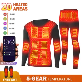 Kış Termal Giyim FleeceThermal İç Çamaşırı USB Akülü Akıllı Telefon APP Kontrol Sıcaklık ısıtmalı Ceket Tops