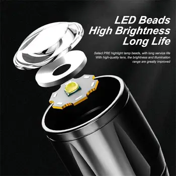 Mini LED el feneri USB Şarj Edilebilir Süper Parlak El Feneri Zoom Açık Kamp Torch 2000 Lümen Fener Taktik El Feneri 2