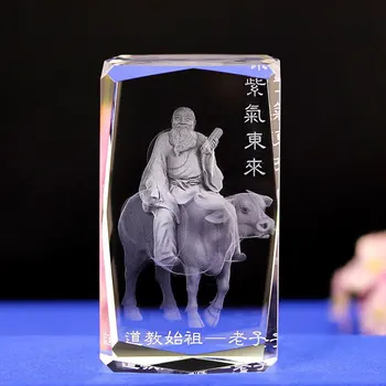 Lao-tzu Taocu Kurucu K9 Kristal Lazer 3D İç Heykeli Heykel Arası oyma Figürler Minyatürleri Kristal Ev Dekorasyonu