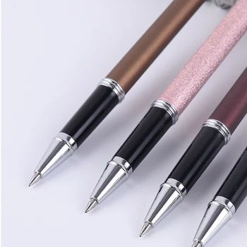 100 Adet Metal İş İmza Jel Kalemler 0.5 mm Siyah Mürekkep Pürüzsüz Yazma Erkekler Kadınlar İçin Okul Ofis Kırtasiye Hediyeler Özel Logo 5