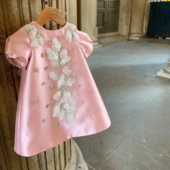Bebek Kız 1 Yıl doğum günü partisi elbiseleri Prenses Düğün Giysileri Süpürgelik ile Vaftiz Elbiseler Vaftiz Önlük Yenidoğan için