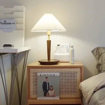 Retro masa lambası pilili İskandinav klasik çalışma oturma odası yatak odası Otel ortaçağ masa lambası başucu lambası 3