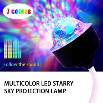 Araba Ortam ışığı Dj Rgb Mini Renkli Müzik Ses Arayüzü Led Parti Tatil Usb Gövde Atmosfer İç Dome Lamba W7x9 1