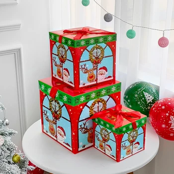 3 adet/takım 25/20 / 15cm Noel hediye paketi Kutusu Ev Noel Ağacı Kutuları Süslemeleri Noel Baba Kraft Kağıt Paketi Kutuları Noel 1