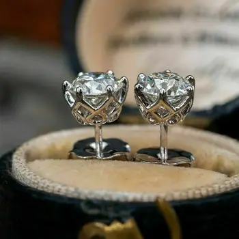 Klasik Gümüş Renk Kalpler ve Oklar AAA + Kübik Zirkonya düğme küpe Kadınlar için En Kaliteli düğün takısı 3