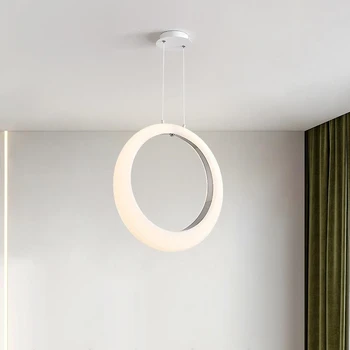 Iskandinav LED kolye ışıkları halka akrilik Hanglamp yemek odası yatak odası çalışma Bar dekor ışık Modern Loft süspansiyon armatür 0