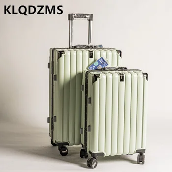 KLQDZMS Evrensel Tekerlek Bagaj 20 İnç Dilsiz Taşınabilir Şifre tekerlekli çanta 24 İnç Alüminyum Çerçeve Güçlü Bavul Kadın 0
