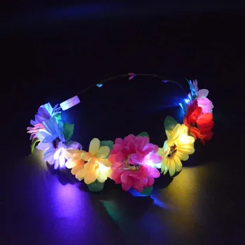 Flaş led ışık Up Glow Çiçek Gül Kafa Çelenk Prenses Parti saç aksesuarları Düğün doğum günü hediyesi