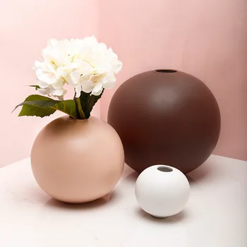 Morandi Ball Vase Mini Ceramic Home Tabletop Decoration Vase Flower Pot Room Decor Vases Jarrones Deco горшок для цветов 1