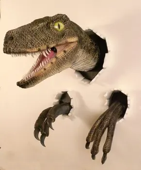 Anime Figürü Dinozor Simülasyon Süsler Reçine 3D Velociraptor Seti duvar çıkartmaları Atmosfer Dekoratör Sahne Parti Mobilyaları