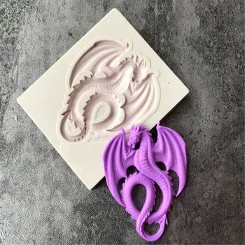 DIY Kek Dekorasyon Araçları Ejderha silikon kalıp Fondan Çikolata Sugarcraft Gumpaste Kalıp Şeker Kil Mutfak Pişirme Araçları