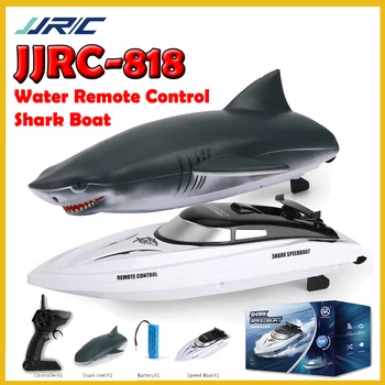 JJRC RC Tekne Köpekbalığı Uzaktan Kumanda Gemi Küçük Gemi Köpekbalığı Yaz 818 2.4 G Araçlar Su Geçirmez Parodi Havuzu Elektrikli Yarış Tekneleri Oyuncak