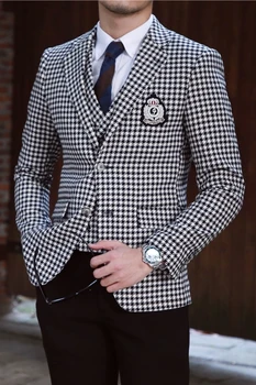 2022 Erkek Giyim Moda İngiliz High-end Kaliteli Eğlence Takım Elbise İngiliz Ekose genç ceketi beyler Blazer Artı Boyutu Kostümleri 5