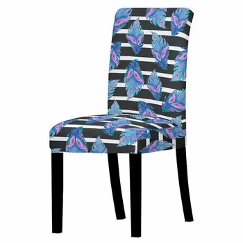 Yapraklar Tüy Baskı Spandex Streç sandalye kılıfı Yemek Odası için büro sandalyeleri Kapakları Yüksek Geri Oturma Odası için Parti Dekorasyon 1