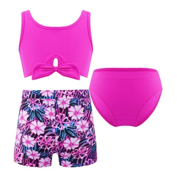 3 Adet Çocuk Kız Mayolar Mayo Kıyafetler Beachwear bikini seti Biquini Infantil mayo çocuklar için Banyo Kıyafetleri