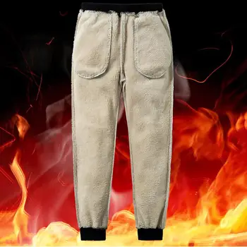 Moda Rahat Sweatpants Yumuşak koşu pantolonları Elastik Bel Sonbahar Kış İpli Polar Astarlı koşu pantolonları Anti-freeze 3