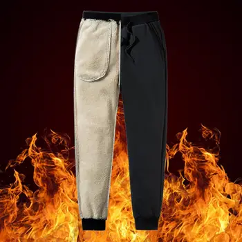 Moda Rahat Sweatpants Yumuşak koşu pantolonları Elastik Bel Sonbahar Kış İpli Polar Astarlı koşu pantolonları Anti-freeze 4