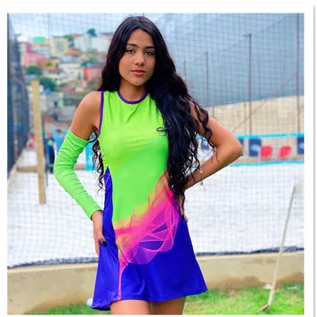Kadın Spor Tenis Elbise Yaz Kolsuz Spor Elbise Şort Takım Elbise Açık Badmintain Spor Esneklik Golf Tenis Elbise 3