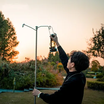 Açık kamp paslanmaz çelik çift kafa lamba tutucu taşınabilir asılı nesne lamba tutucu kamp lamba tutucu
