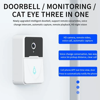 Video Kapı Zili Akıllı Kapı Zili Wifi Kablosuz Chime Bell Ev Güvenlik Alarm Gece Görüş Uzaktan İzleme Kamera 5