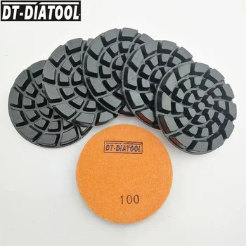 DT-DIATOOL 6 adet / pk 4 inç Reçine Bond Beton Elmas Parlatma Pedleri Zemin Yenileme Zımpara Diskleri Tamir beton Zemin İçin