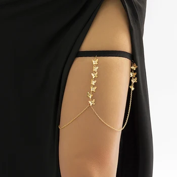 Moda Kadın Böcek Kelebek Bacak Zinciri Kadınlar İçin göbek takısı Plaj Tarzı Bayanlar Altın Renk Metal Çok Katmanlı Uyluk Zincirleri