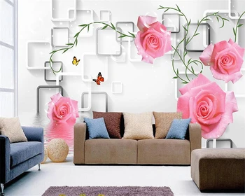 beibehang Özel duvar kağıdı ev dekorasyon oturma odası yatak odası duvar gül çiçek askılığı 3D TV kanepe arka plan duvar 3d duvar kağıdı