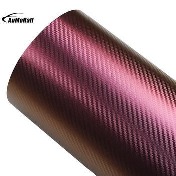 Kırmızı Bakır Renk Karbon fiber film Değişimi PVC vinil araç kaplama Film kendin yap çıkartmalar Oto Aksesuarları İçin 60*150cm 75*150cm