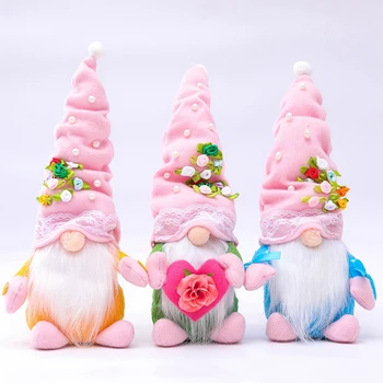 3 ADET sevgililer Günü Süslemeleri Gnome silindir şapka İnci Çiçek Meçhul Bebek Hediye Kumaş Bebek Orman Yaşlı Dekorasyon 1