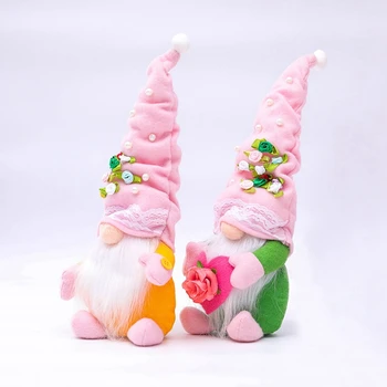 3 ADET sevgililer Günü Süslemeleri Gnome silindir şapka İnci Çiçek Meçhul Bebek Hediye Kumaş Bebek Orman Yaşlı Dekorasyon 4