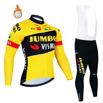 Bisiklet Giyim Erkek erkek Bisiklet Jumbo Visma Kış Jersey Seti Komple 2022 Önlük Takım Elbise Kostüm Mtb Erkek Dağ Üniforma Tricuta 1