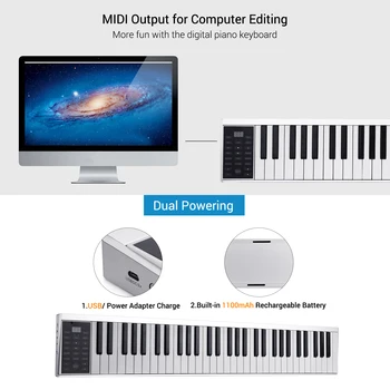 61 Tuşları Dijital Elektronik piyano klavyesi MIDI Çıkışı 128 Ton 128 Ritimleri 14 Demo Şarkıları Kayıt Programlama Oynatma 5
