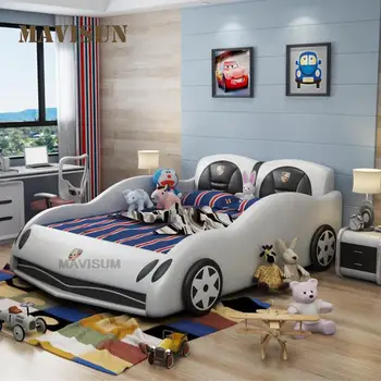 Sıcak Satış çocuk Yatağı Çocuk Yaratıcı Yatak Karikatür Yarış Spor Araba araba yatağı Kız 1.5 Mobilya Kişilik Odası Korkuluk