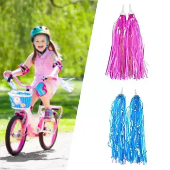 1 Çift Renkli Bisiklet Gidon Püsküller Kız Erkek Bisiklet Aksesuarları Dekorasyon Flamalar Bisiklet Çocuklar Açık Üç Tekerlekli Bisiklet Gi H2V9