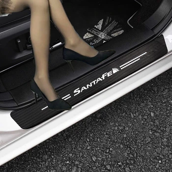 4 Adet Karbon Fiber Araba Çıkartmaları Oto Kapı Eşiği Eşik Koruyucu İç Dekorasyon Hyundai SANTA SANTA FE için Araba Aksesuarları