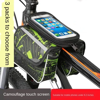 Bisiklet Çantası Tutucu bisiklet şasisi Çantası Tpu Dokunmatik Ekran telefon tutucu MTB Eyer Çantası Yansıtıcı Bisiklet Sepeti Gece