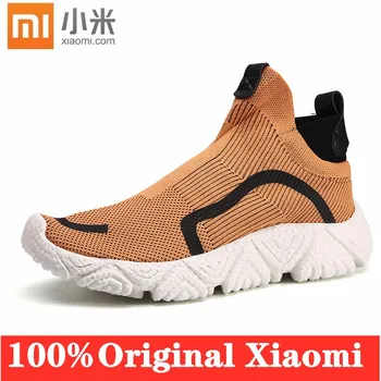 100 % Orijinal Xiaomi Yaz örgü erkek nefes spor ayakkabı, kısa çizmeler, tembel moda ayakkabılar ve elastik rahat spor salonu ayakkabısı