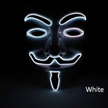 Maske Parlayan Dans Karnaval Parti Maskeleri Cadılar Bayramı Maskesi Vendetta EL Tel Maskesi Yanıp Sönen Cosplay LED Neon Kostüm Anonim