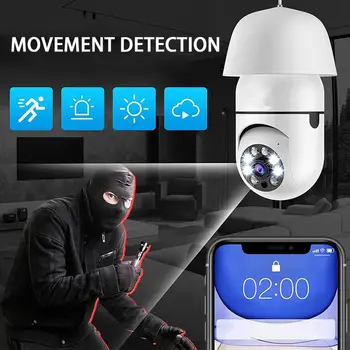 Güvenlik Kamerası Pratik Panoramik Destek TF Kart E27 Ampul Otomatik insan takip kamerası Ev için