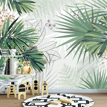 Bacal 3D Duvar Kağıdı İskandinav El Boyalı Tropikal Bitkiler Yağmur Ormanları palmiye Yaprakları Modern Bitki Kapalı Arka Plan duvar kağıdı 3d